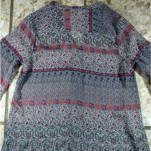 Bohemian Floral Paisley Printed Oversize Sheer Blouse Size Medium - Picture 6 of 9